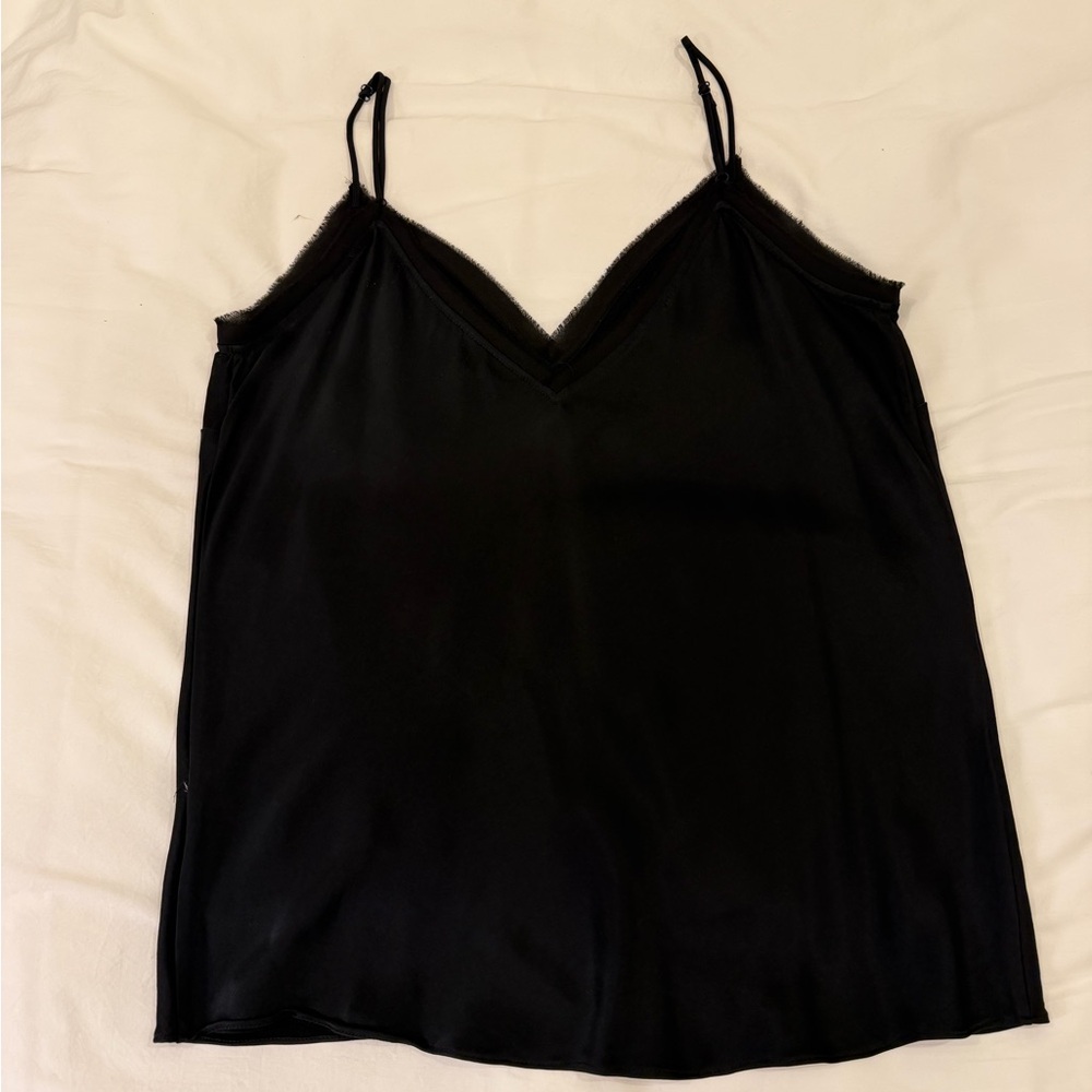 Frame Denim Black V-Neck Slip Top